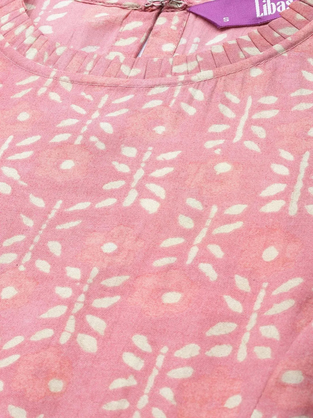 Pink Printed Silk Blend Kurti - Libas 
