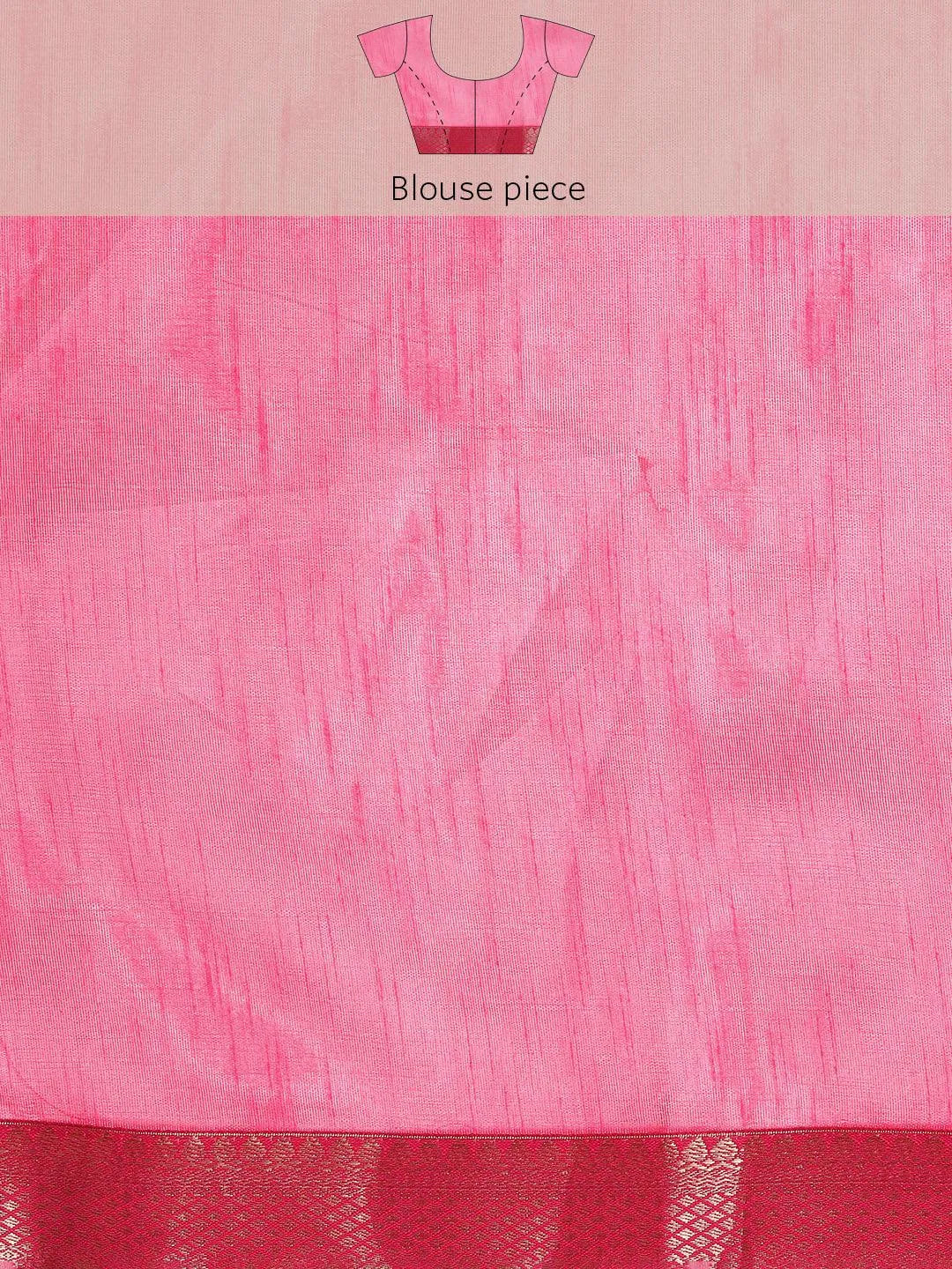 Pink Printed Silk Blend Saree - Libas 