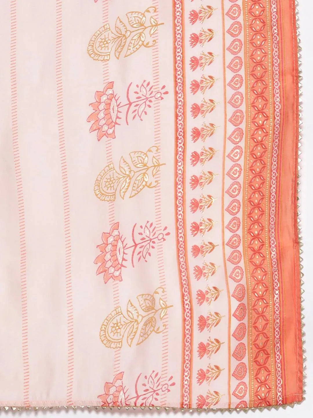 Pink Printed Silk Blend Straight Suit Set - Libas 