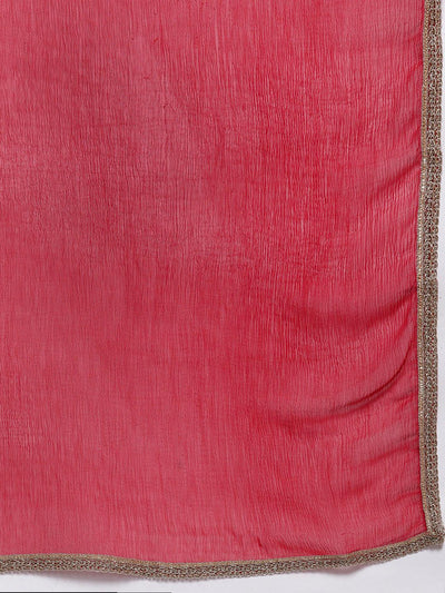 Pink Printed Silk Blend Suit Set - Libas
