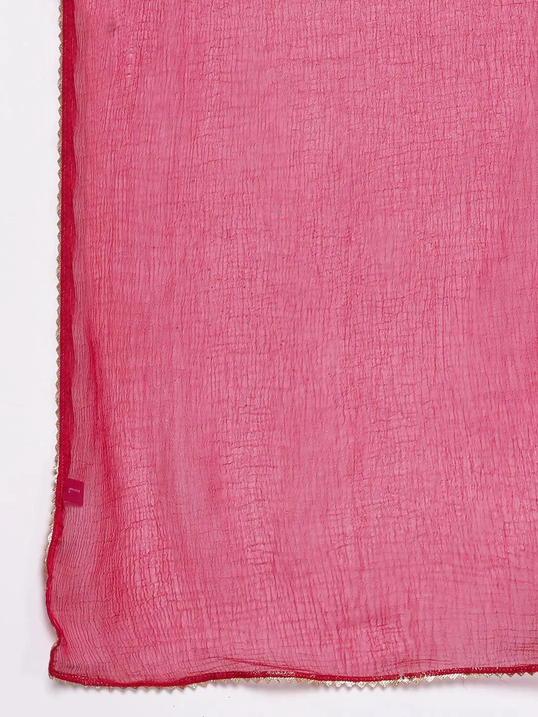 Pink Printed Silk Blend Straight Suit Set With Palazzos - Libas 