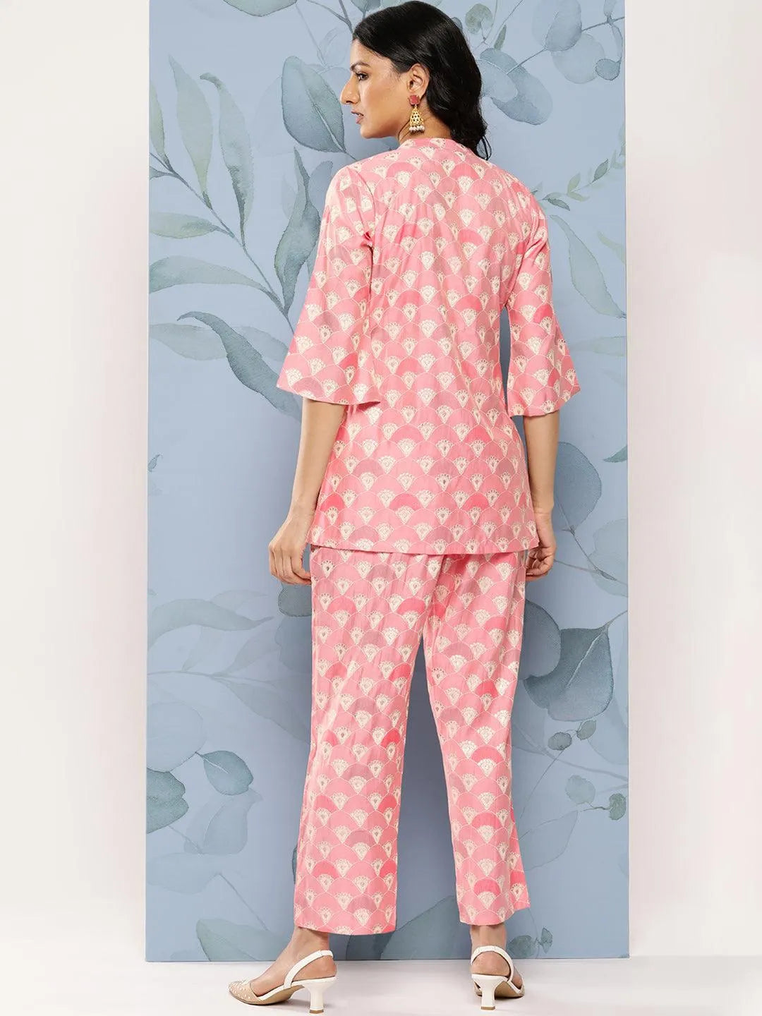 Pink Printed Silk Blend Co-Ords - Libas 