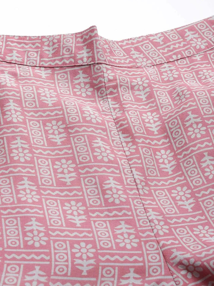 Pink Printed Silk Blend Trousers - Libas