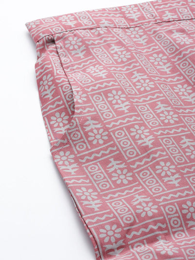 Pink Printed Silk Blend Trousers - Libas