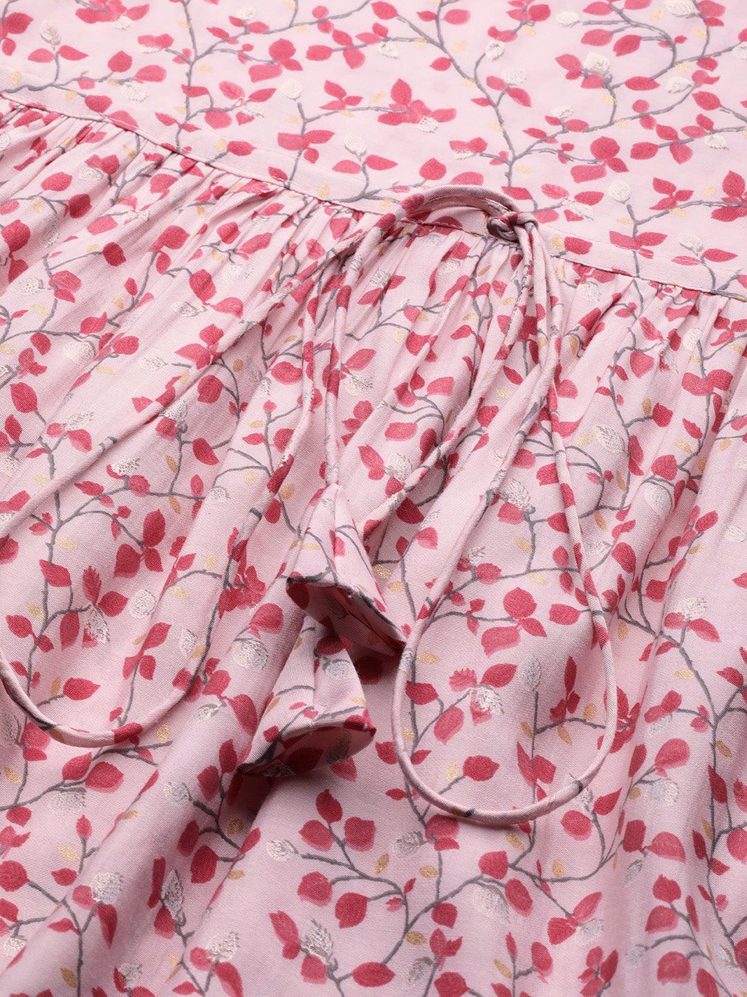 Pink Printed Silk Dress