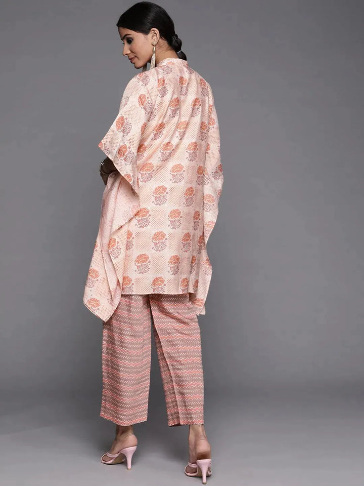 Pink Printed Silk Kurta Set - Libas