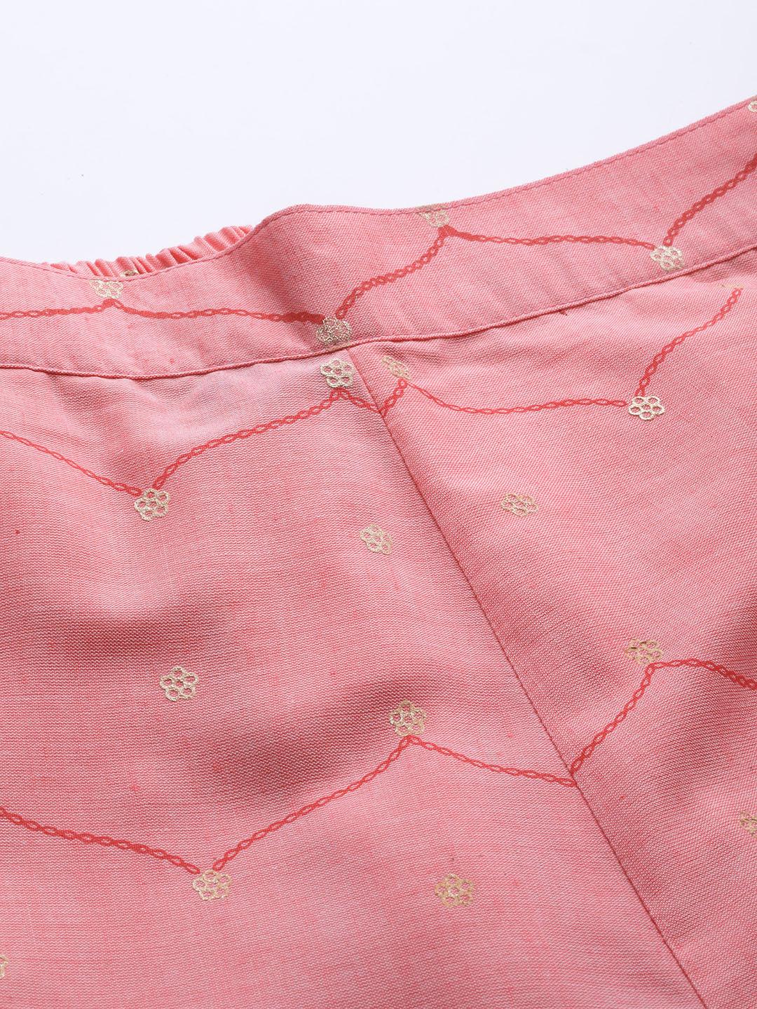 Pink Printed Silk Palazzos