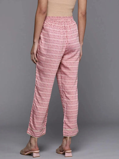 Pink Printed Silk Trousers - Libas