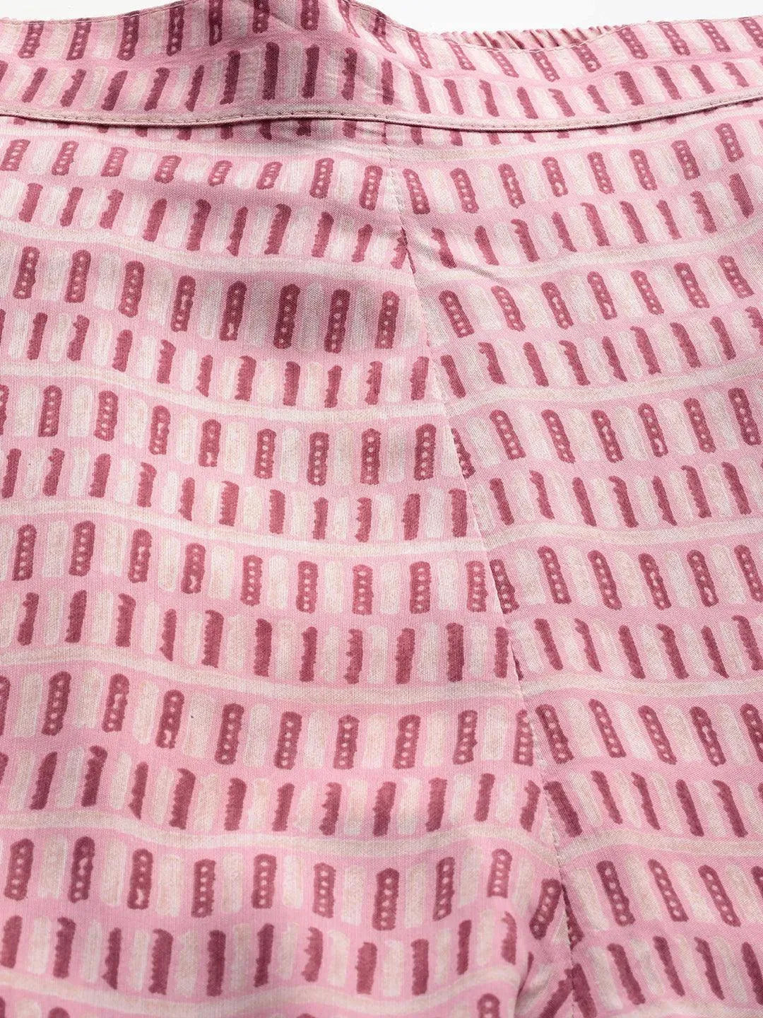 Pink Printed Silk Trousers - Libas 