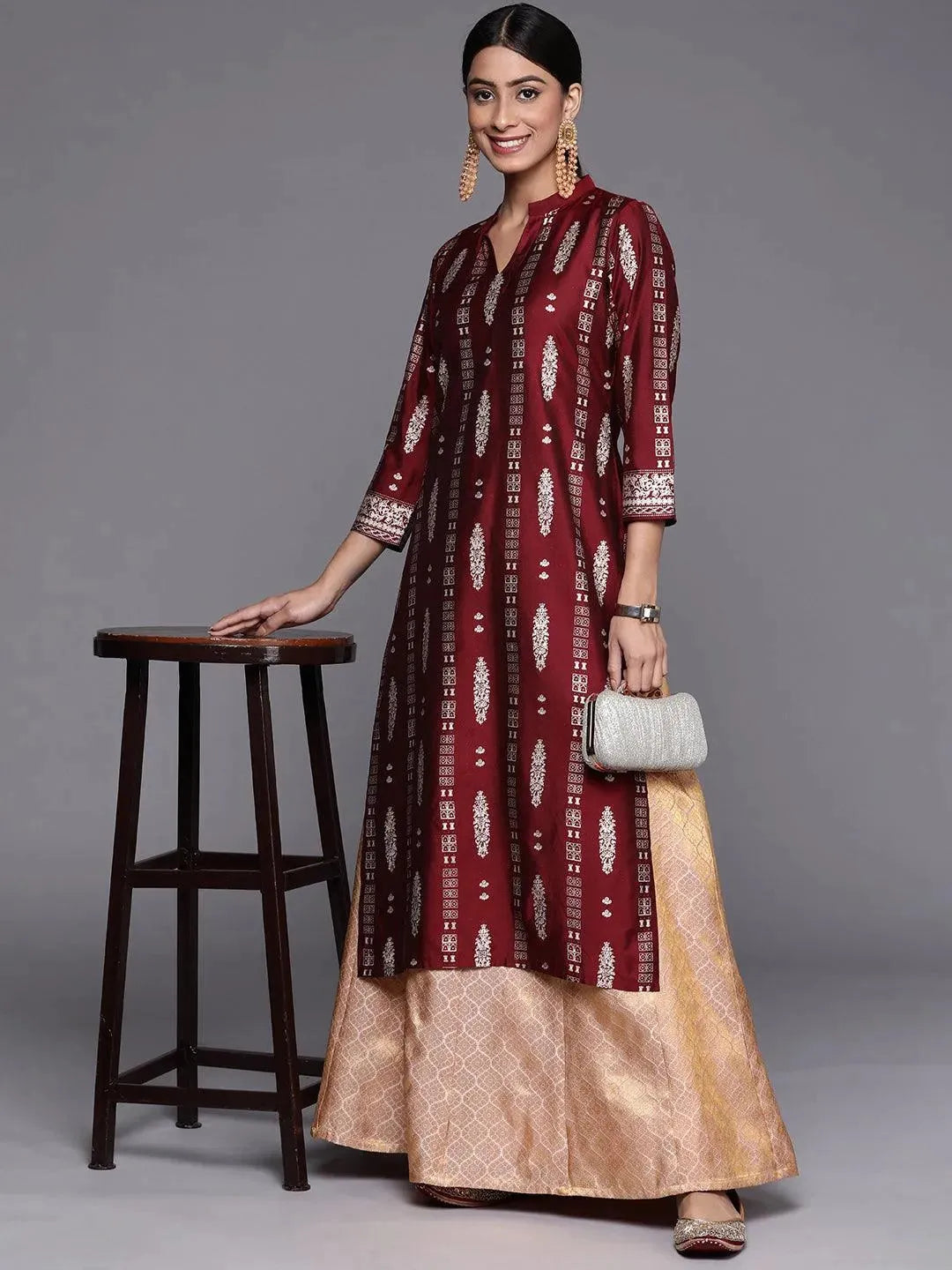 Maroon brocade skirt sales