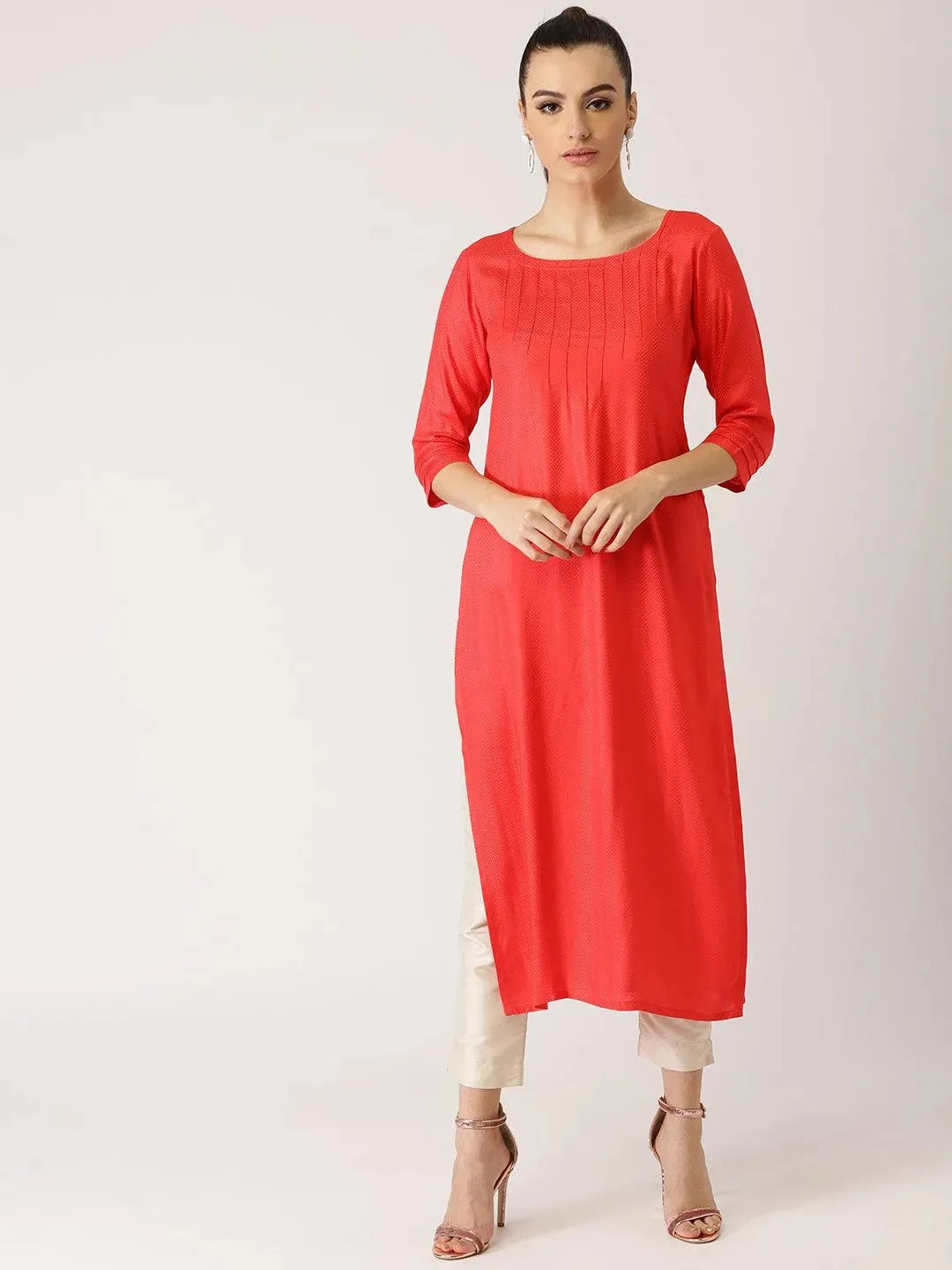 

Buy Pink Self Design Rayon Kurta - 7483- | Libas Ethnic Wear Online