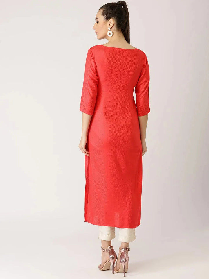 Pink Self Design Rayon Kurta - Libas