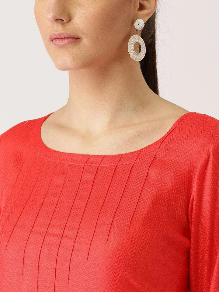 Pink Self Design Rayon Kurta - Libas