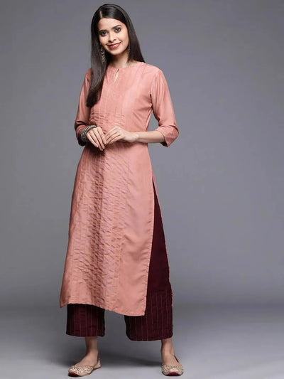 Pink Solid Chanderi Silk Kurta - Libas