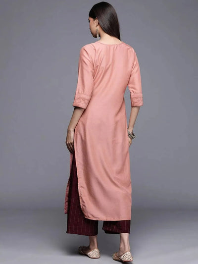 Pink Solid Chanderi Silk Kurta - Libas