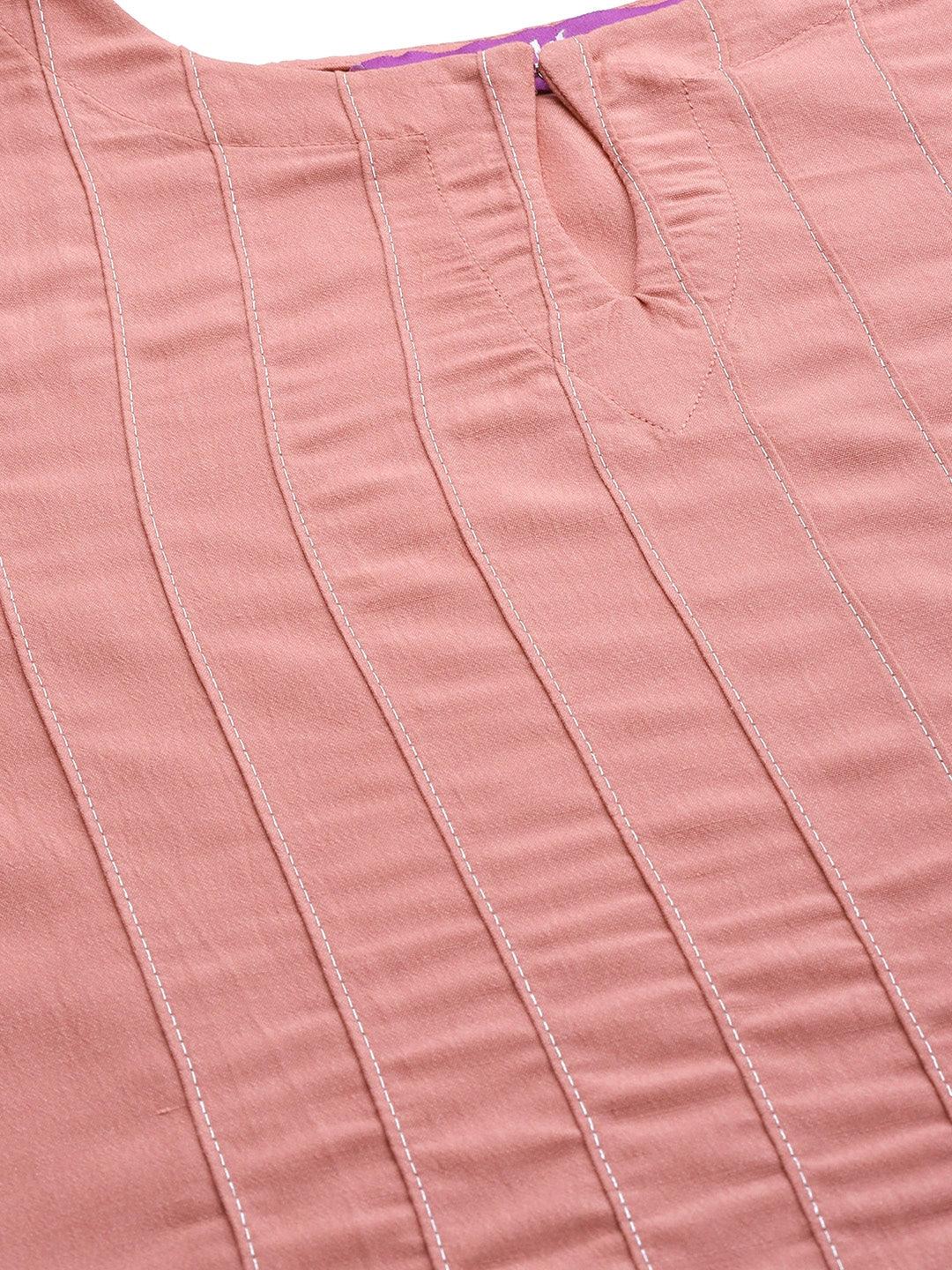 Pink Solid Chanderi Silk Kurta - Libas