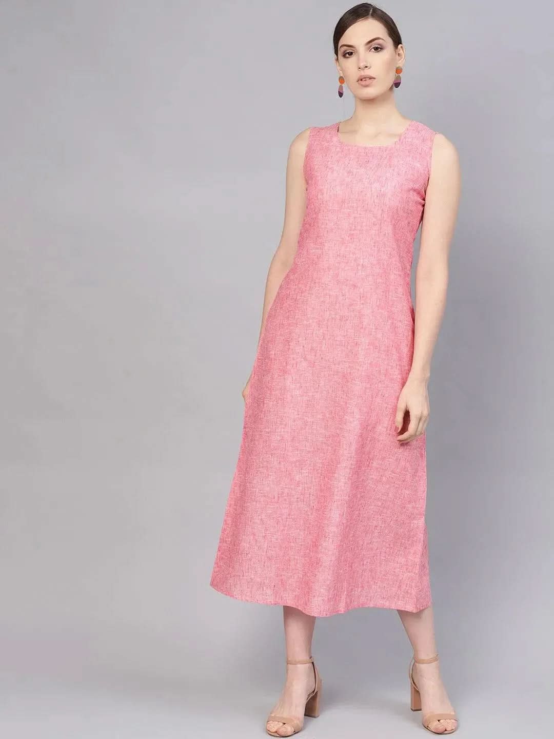 

Buy Pink Solid Cotton Dress With Jacket - 8092MJ-XXL | Libas Ethnic Wear Online