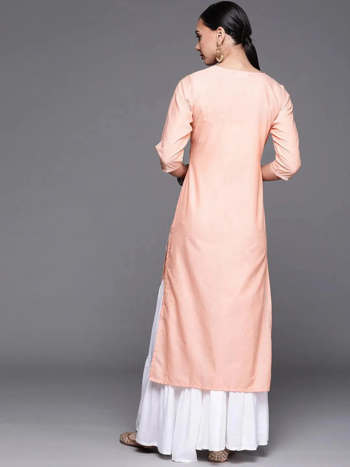 Pink Solid Cotton Kurta - Libas