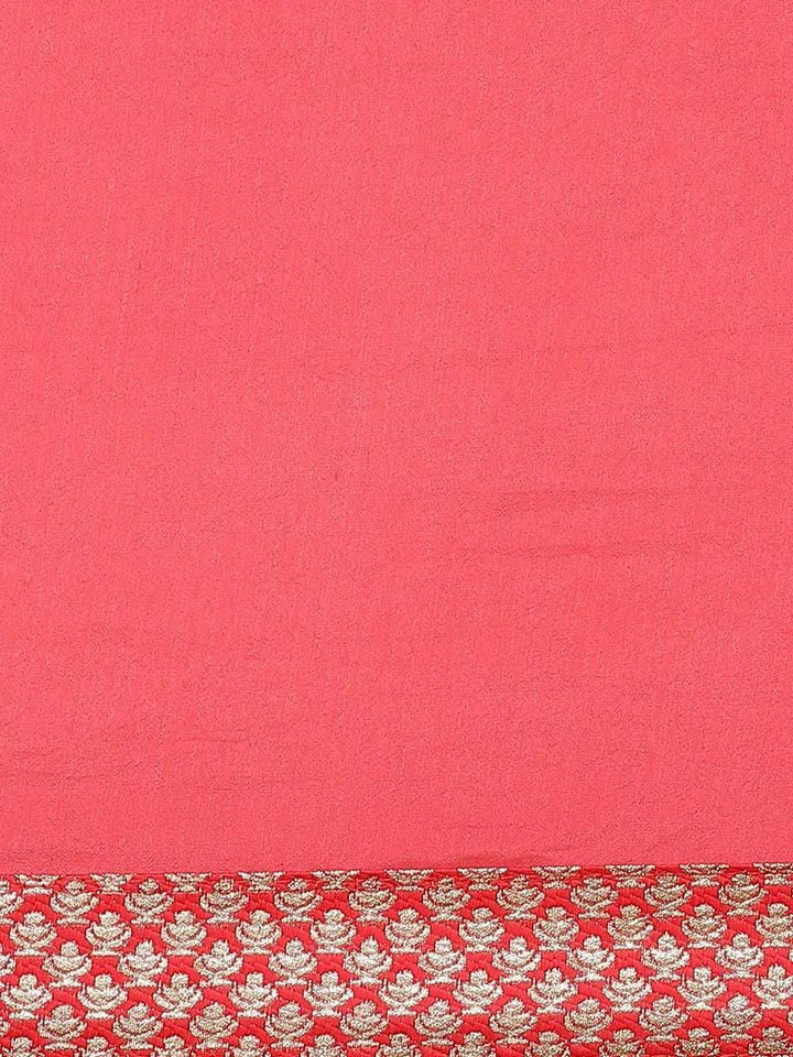 Pink Solid Georgette Saree - Libas