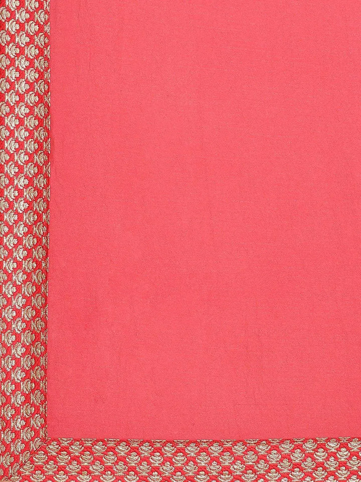 Pink Solid Georgette Saree - Libas