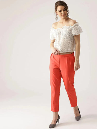 Pink Solid Polyester Trousers - Libas