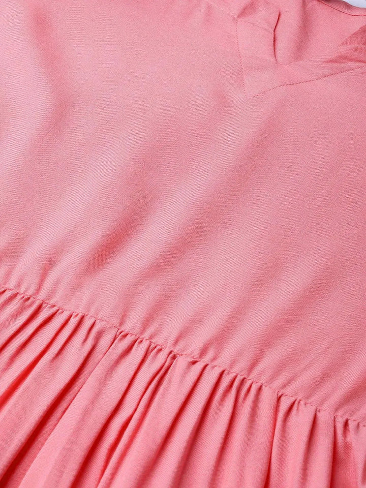 Pink Solid Rayon Suit Set - Libas
