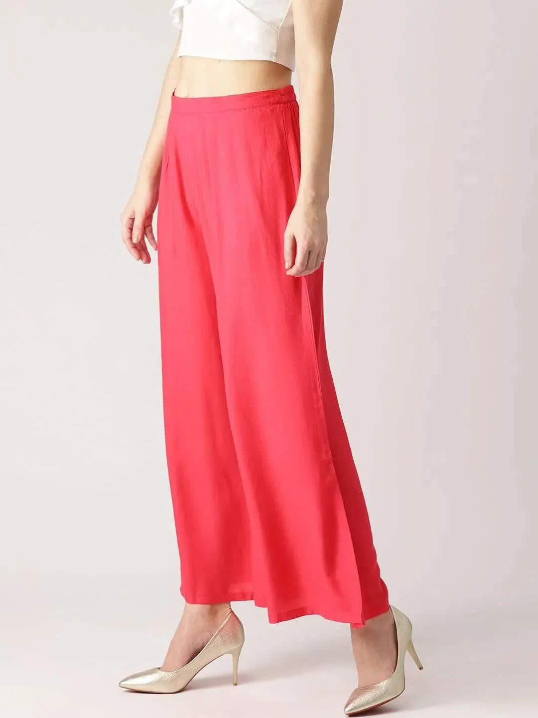 

Buy Pink Solid Rayon Palazzos - PL300- | Libas Ethnic Wear Online