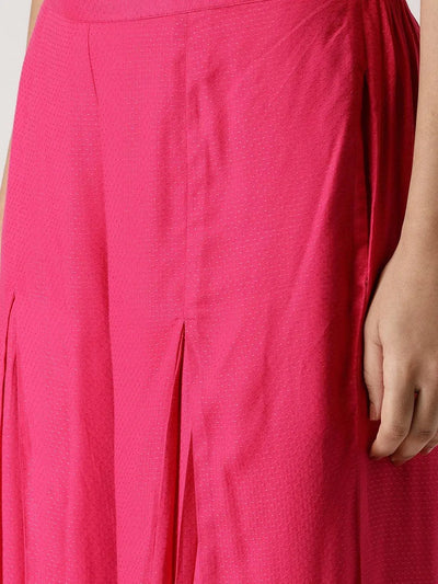 Pink Solid Rayon Palazzos - Libas