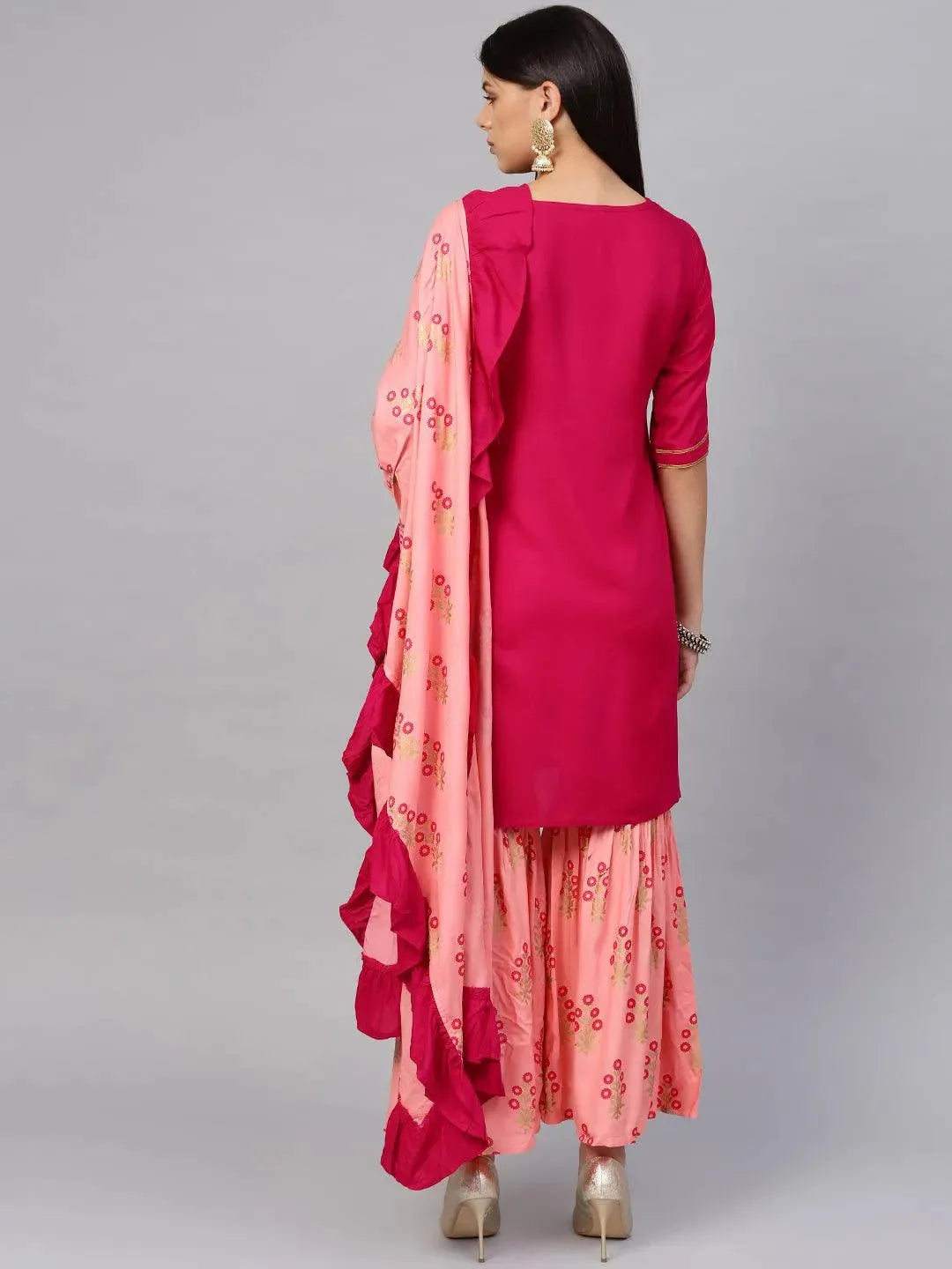 Pink Solid Rayon Suit Set - Libas 