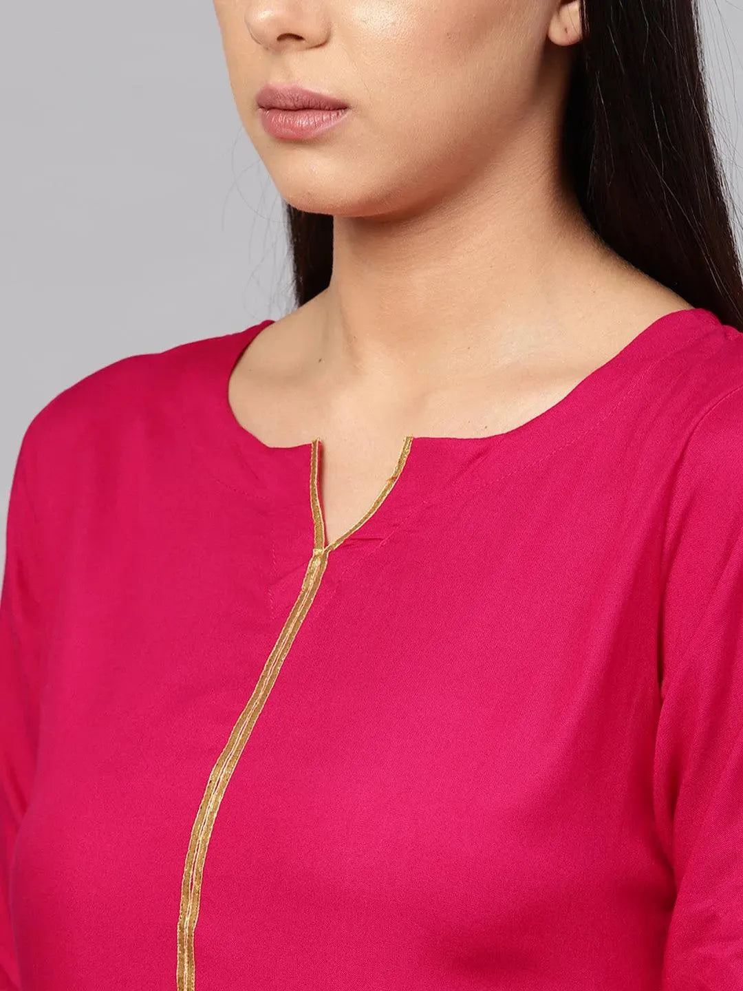 Pink Solid Rayon Suit Set - Libas