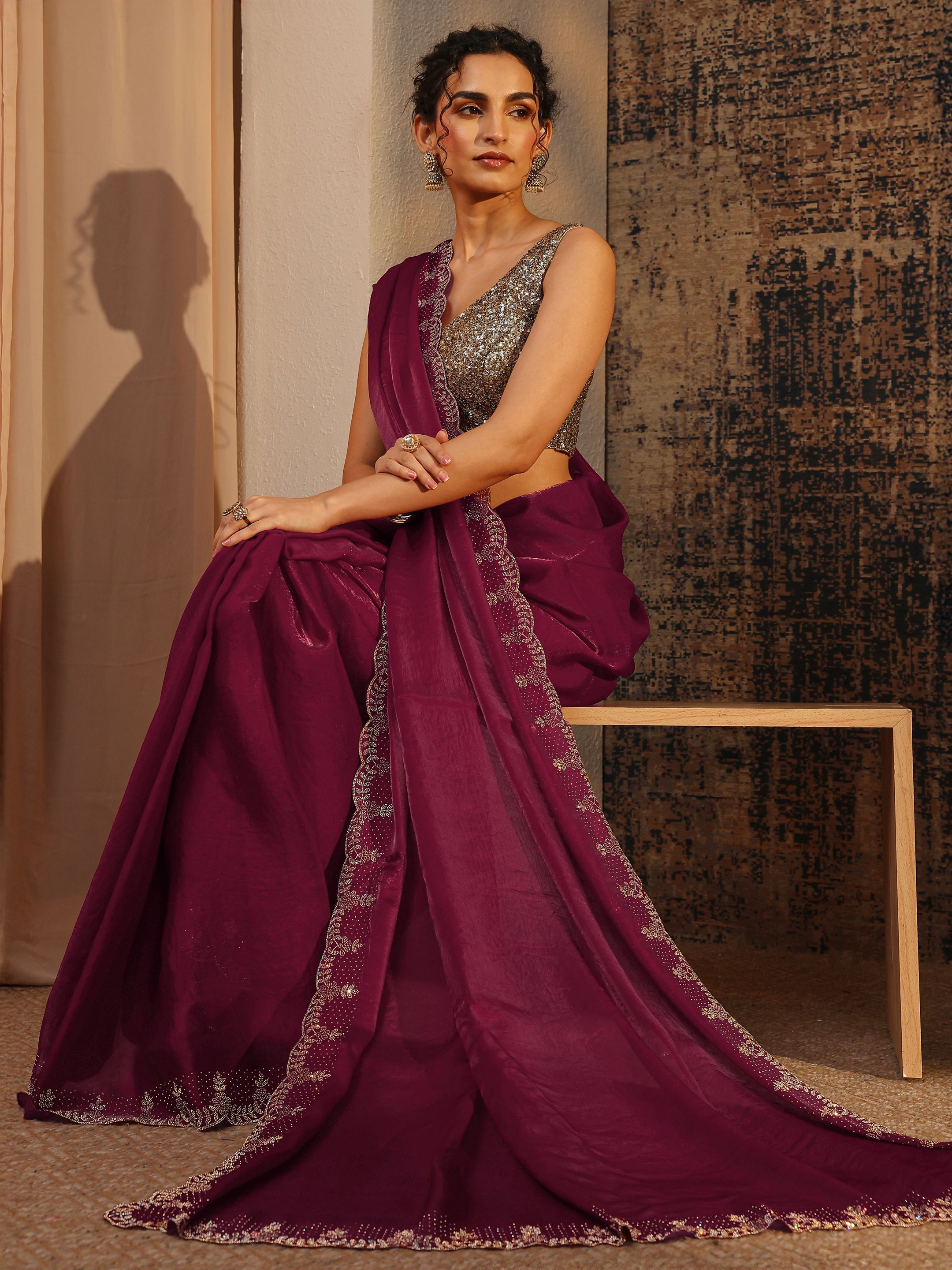 libas Pink Solid Satin Saree With Unstitched Blouse Piece-picture-39