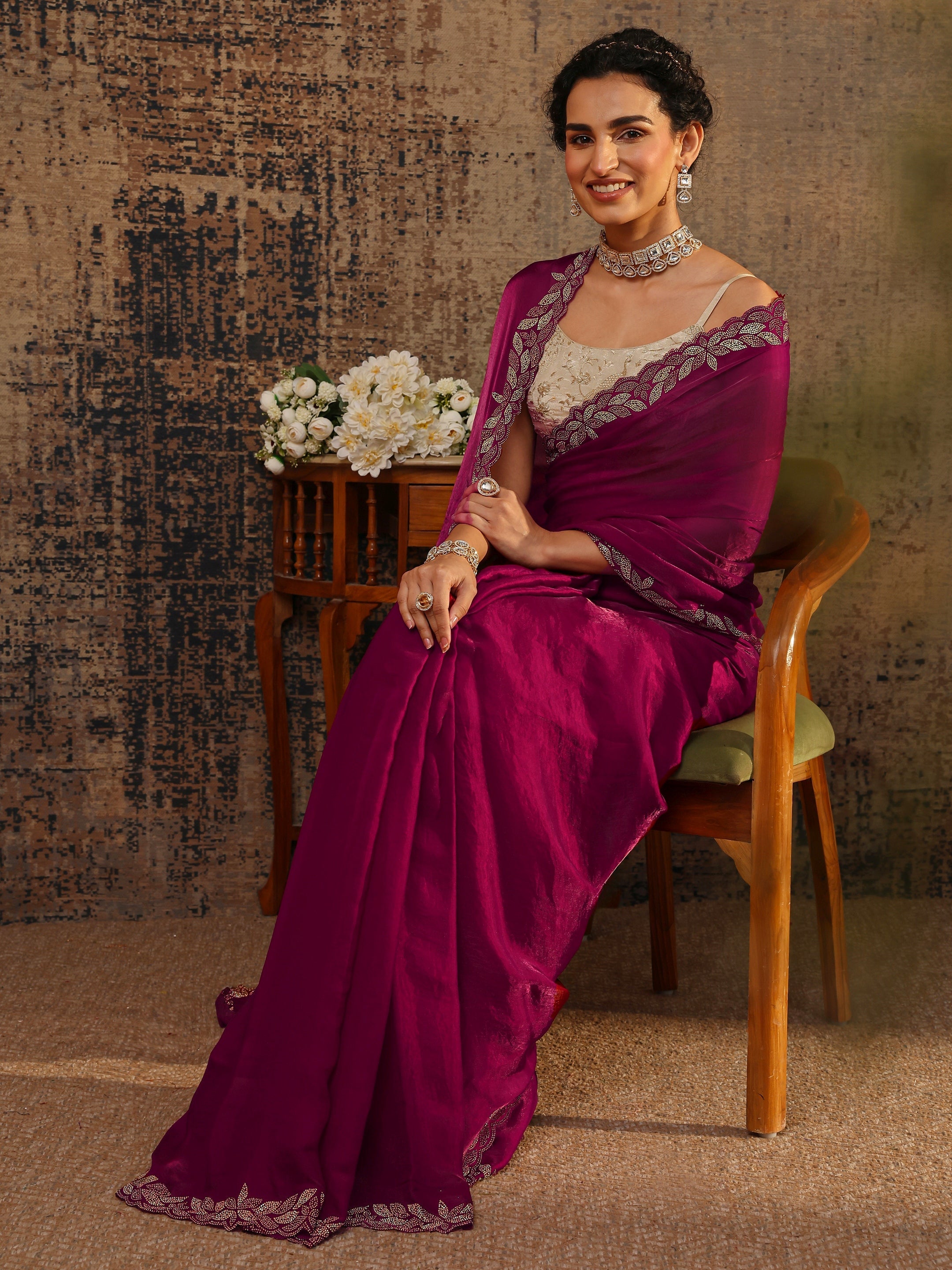 libas Pink Solid Satin Saree With Unstitched Blouse Piece-picture-41
