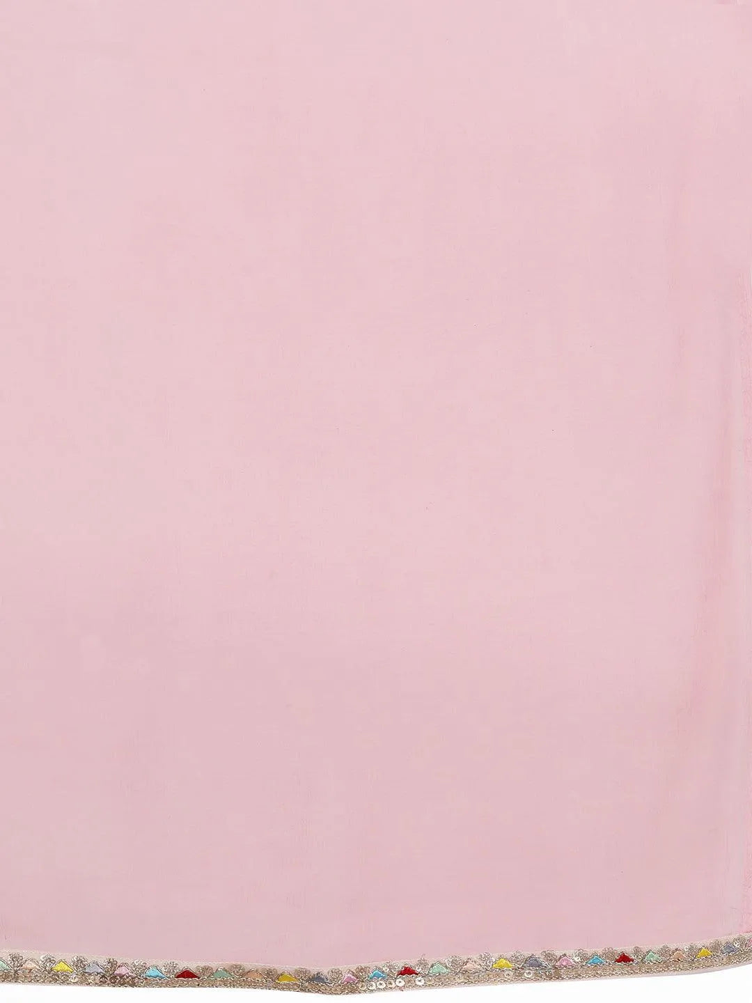 Pink Solid Silk Blend A-Line Kurta With Trousers & Dupatta - Libas 