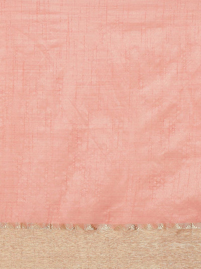 Pink Solid Silk Blend Saree - Libas
