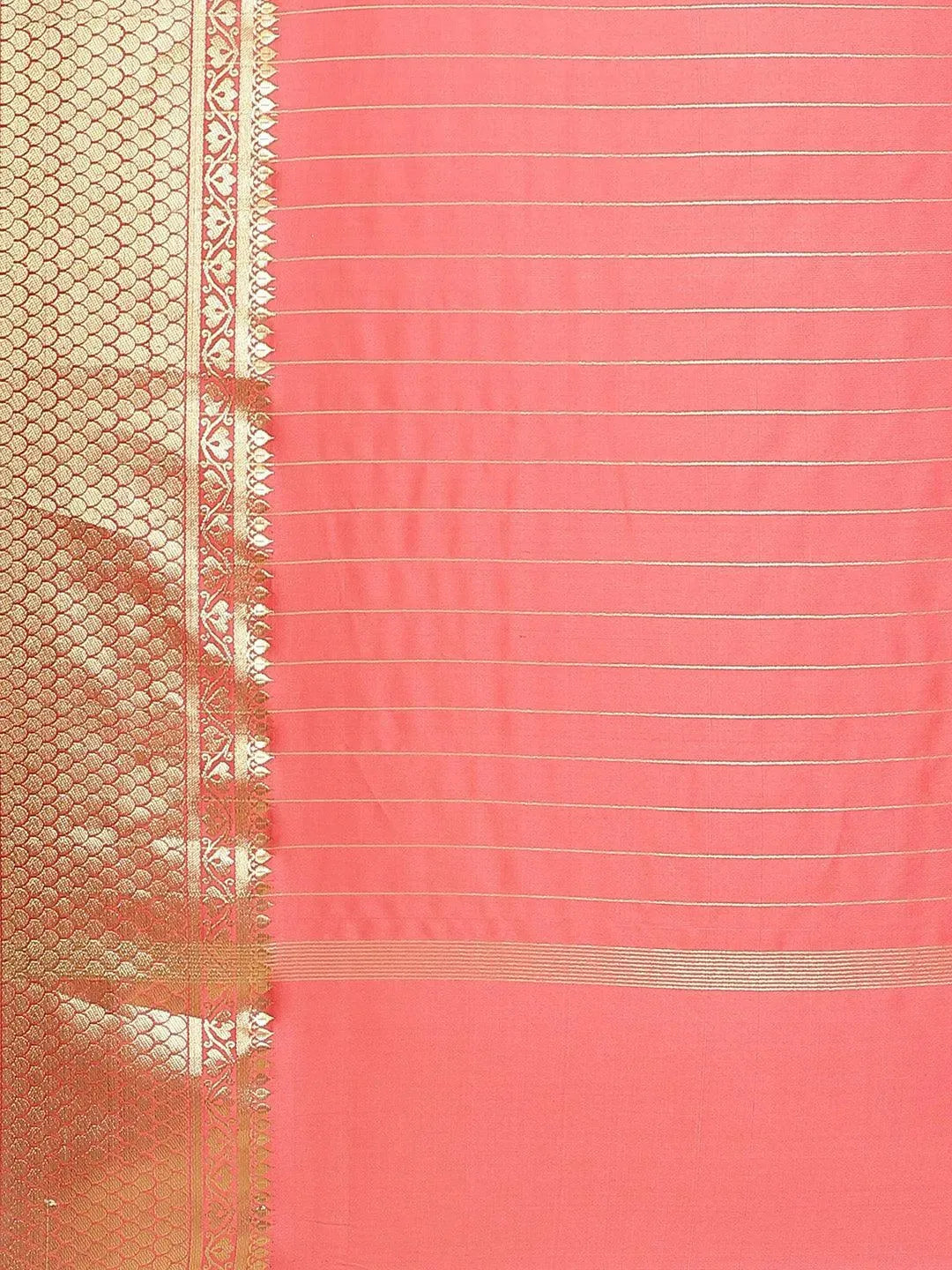 Pink Solid Silk Blend Saree - Libas