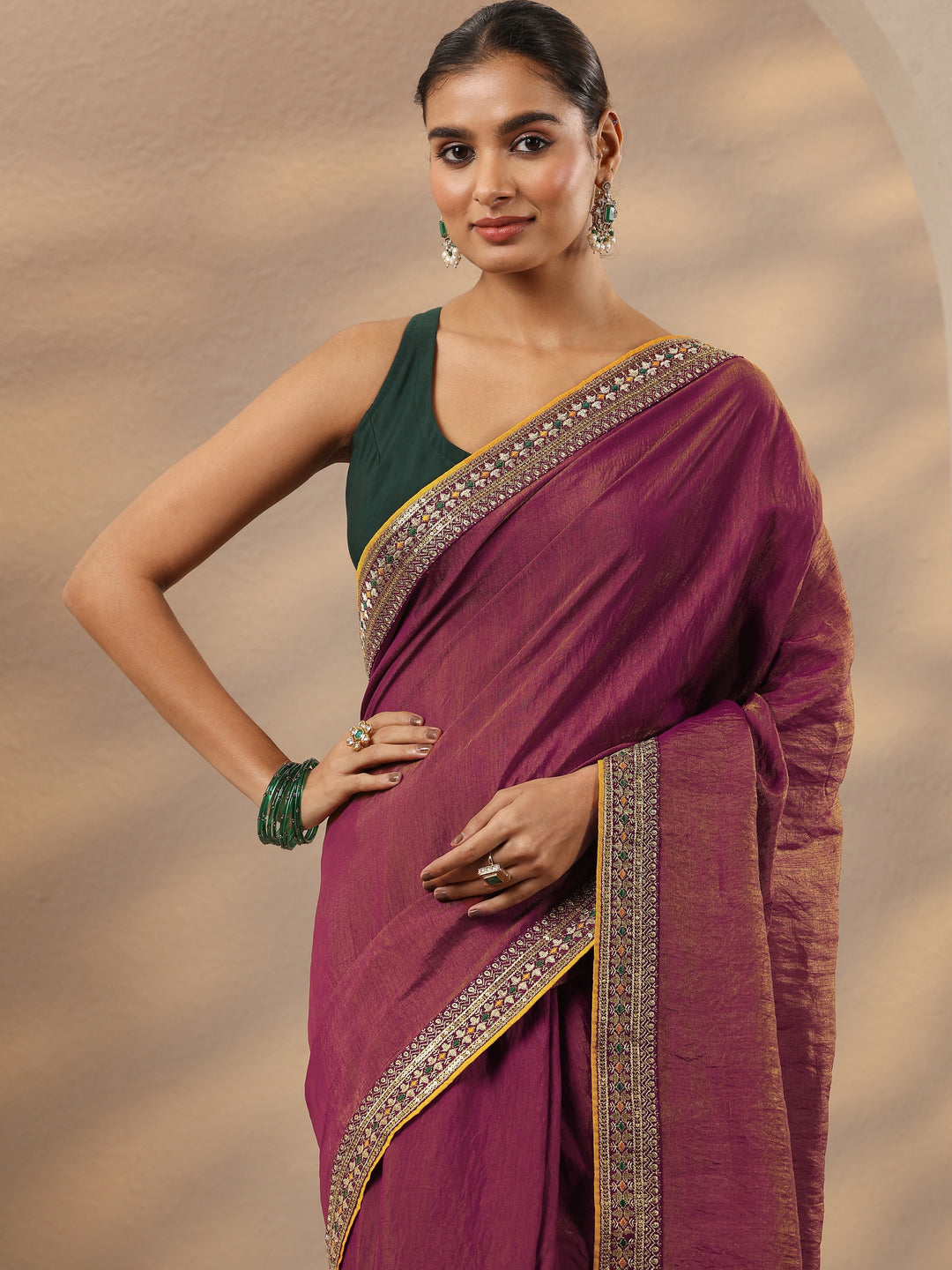  Pink Solid Silk Blend Saree With Unstitched Blouse Piece 