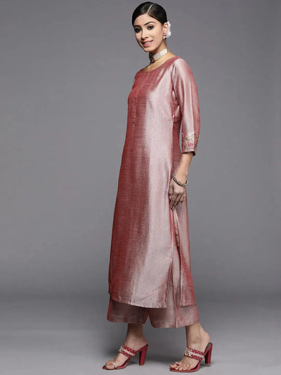 Pink Solid Silk Kurta - Libas