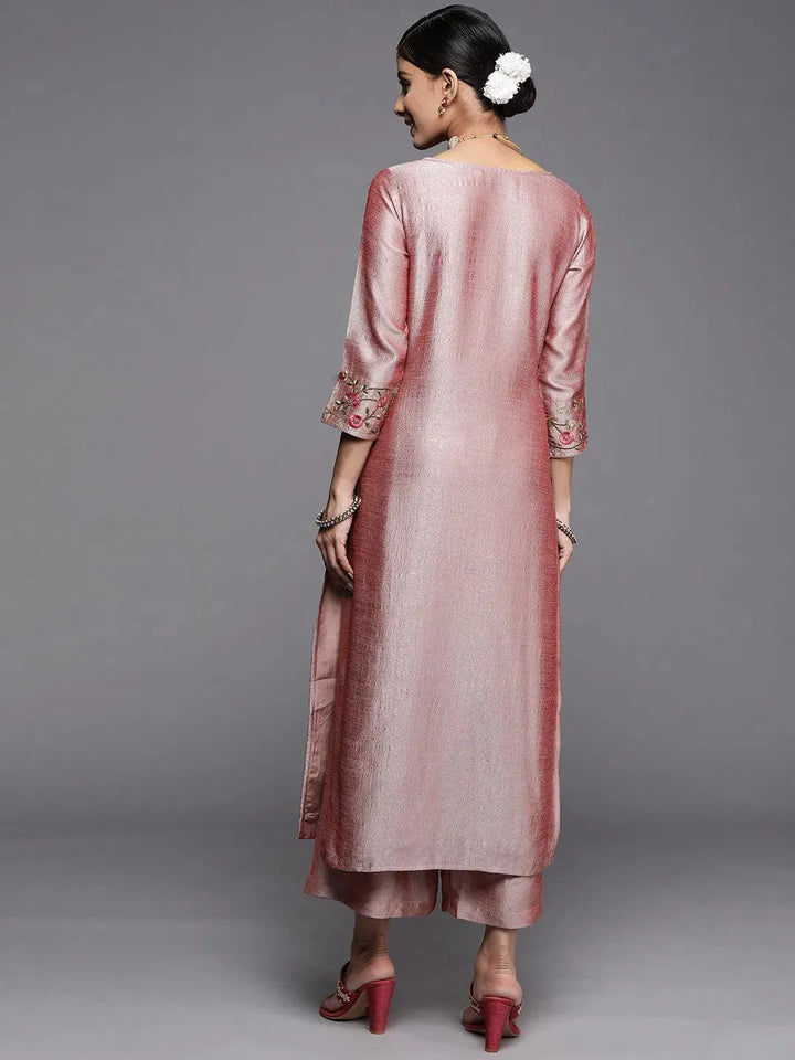 Pink Solid Silk Kurta - Libas