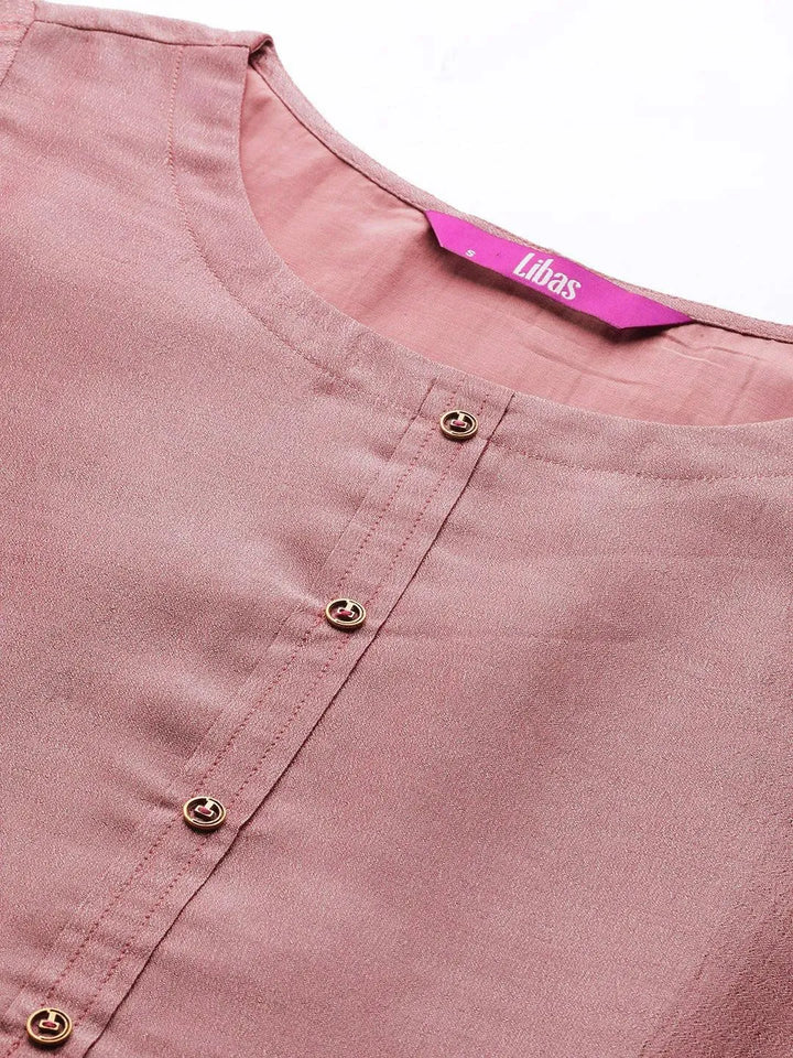 Pink Solid Silk Kurta - Libas