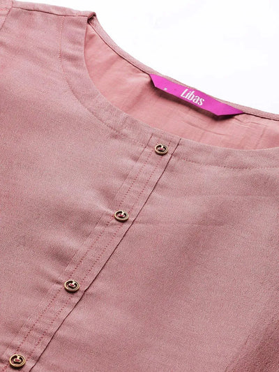 Pink Solid Silk Kurta - Libas