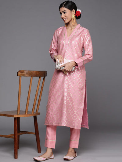 Pink Solid Silk Trousers - Libas
