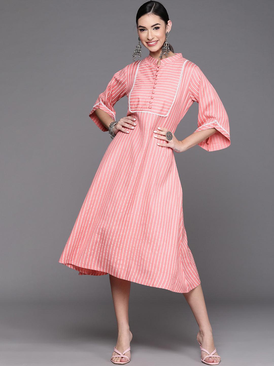 Pink Striped Cotton Dress