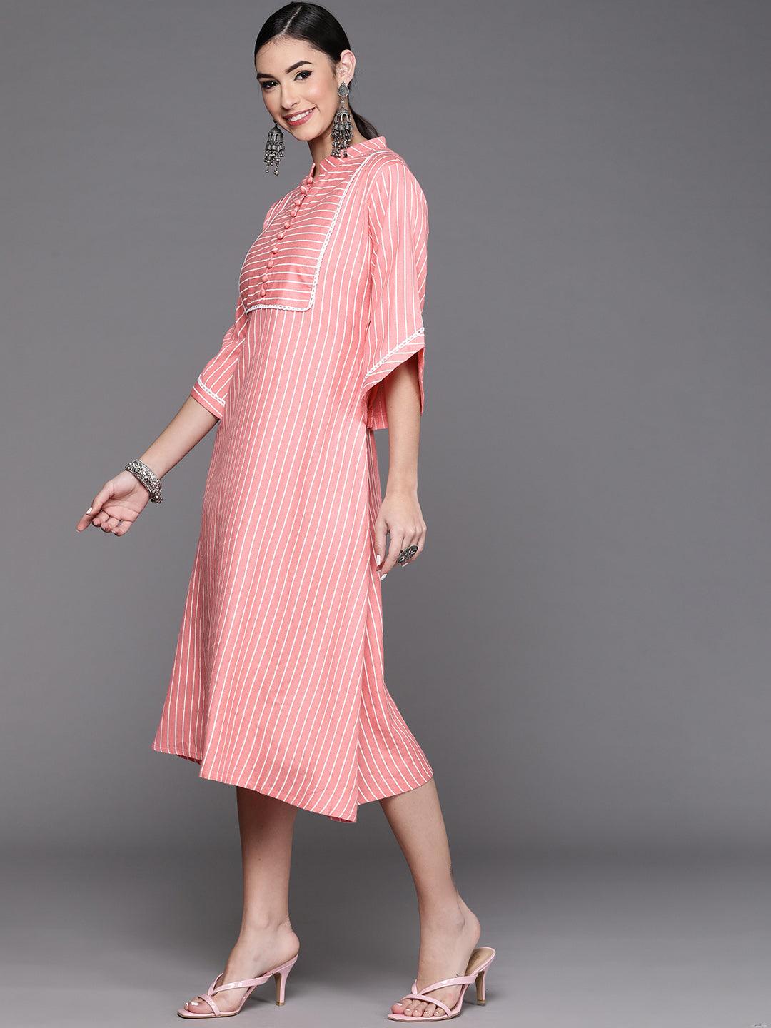 Pink Striped Cotton Dress