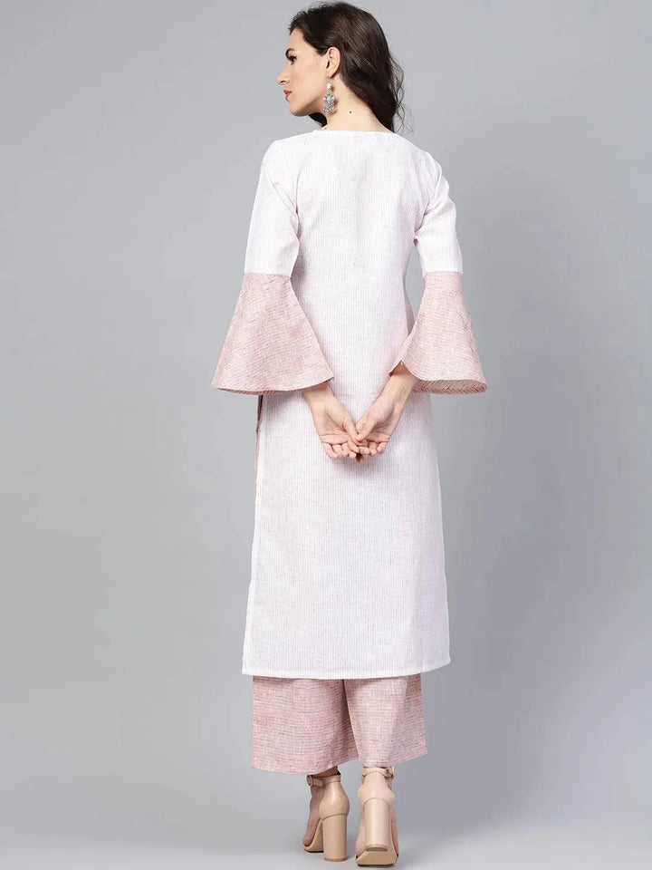 Pink Striped Cotton Kurta Set - Libas
