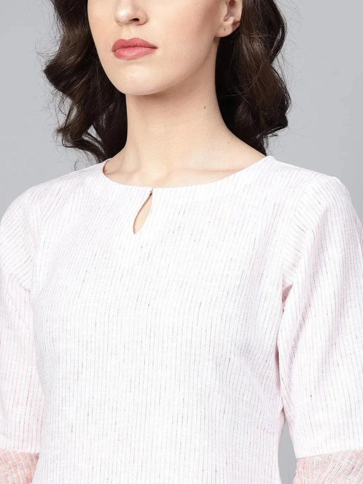 Pink Striped Cotton Kurta Set - Libas