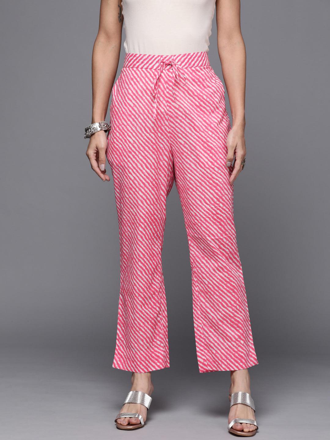 Pink Striped Cotton Trousers - Libas