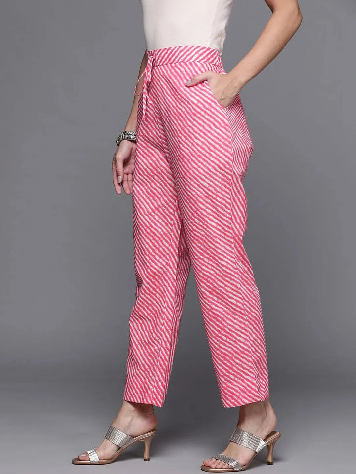 Pink Striped Cotton Trousers - Libas