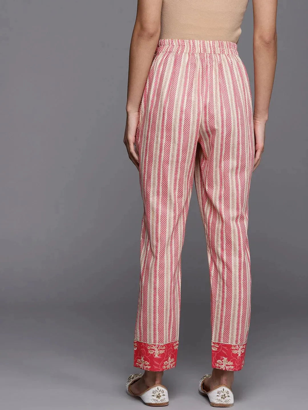 Pink Striped Cotton Trousers - Libas