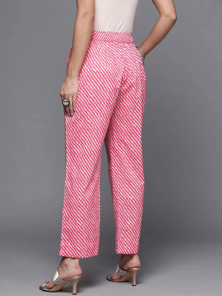 Pink Striped Cotton Trousers - Libas