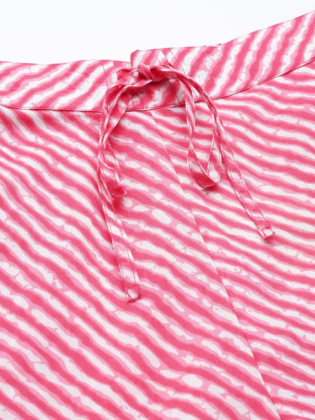 Pink Striped Cotton Trousers
